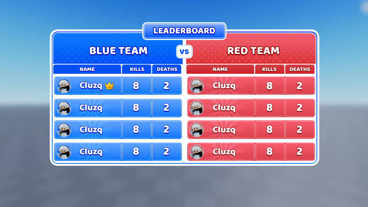 Team leaderboard interface