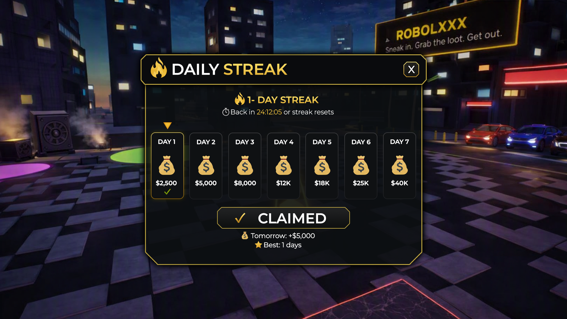Daily streak rewards