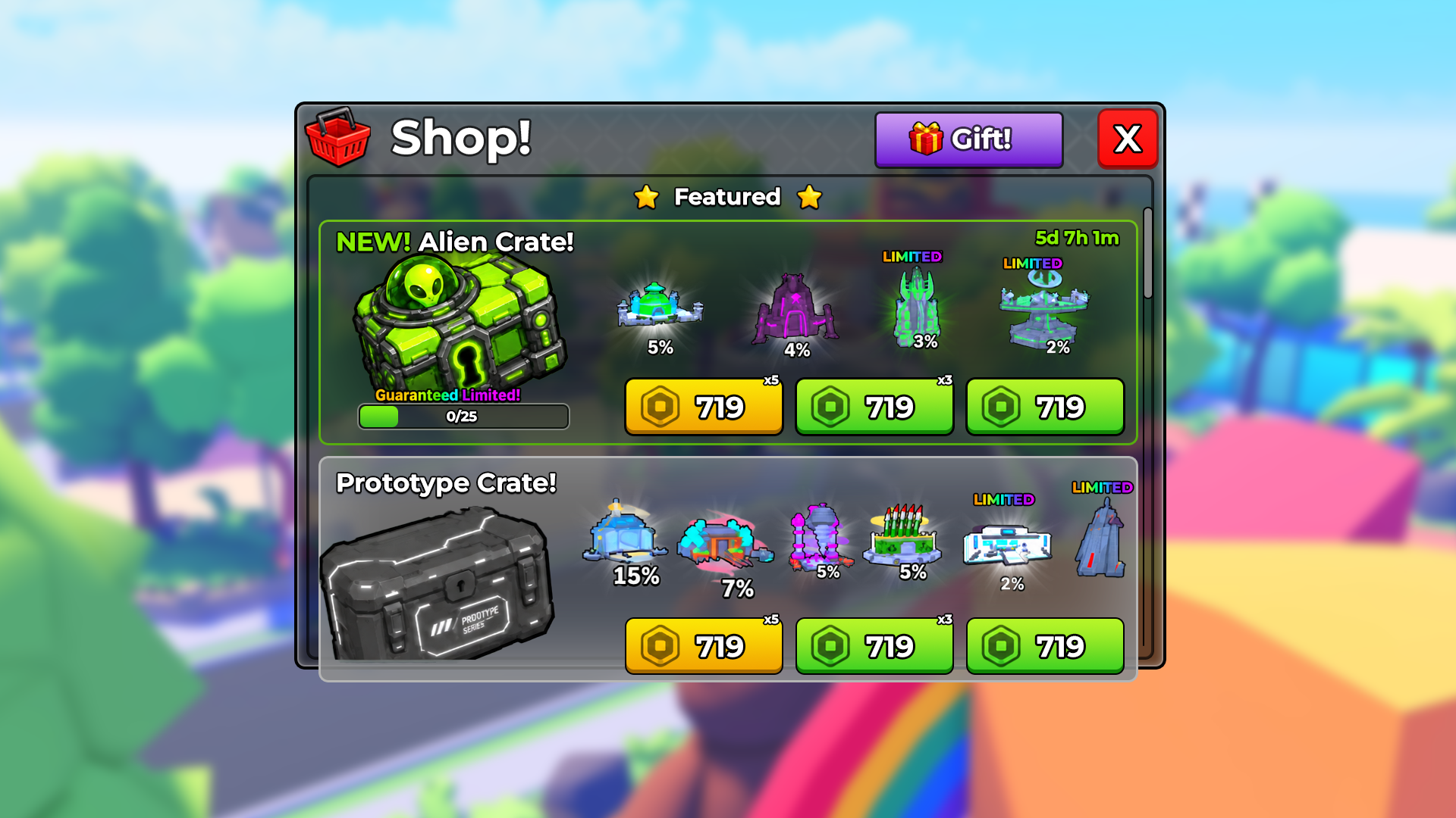 Cartoon crate shop screen