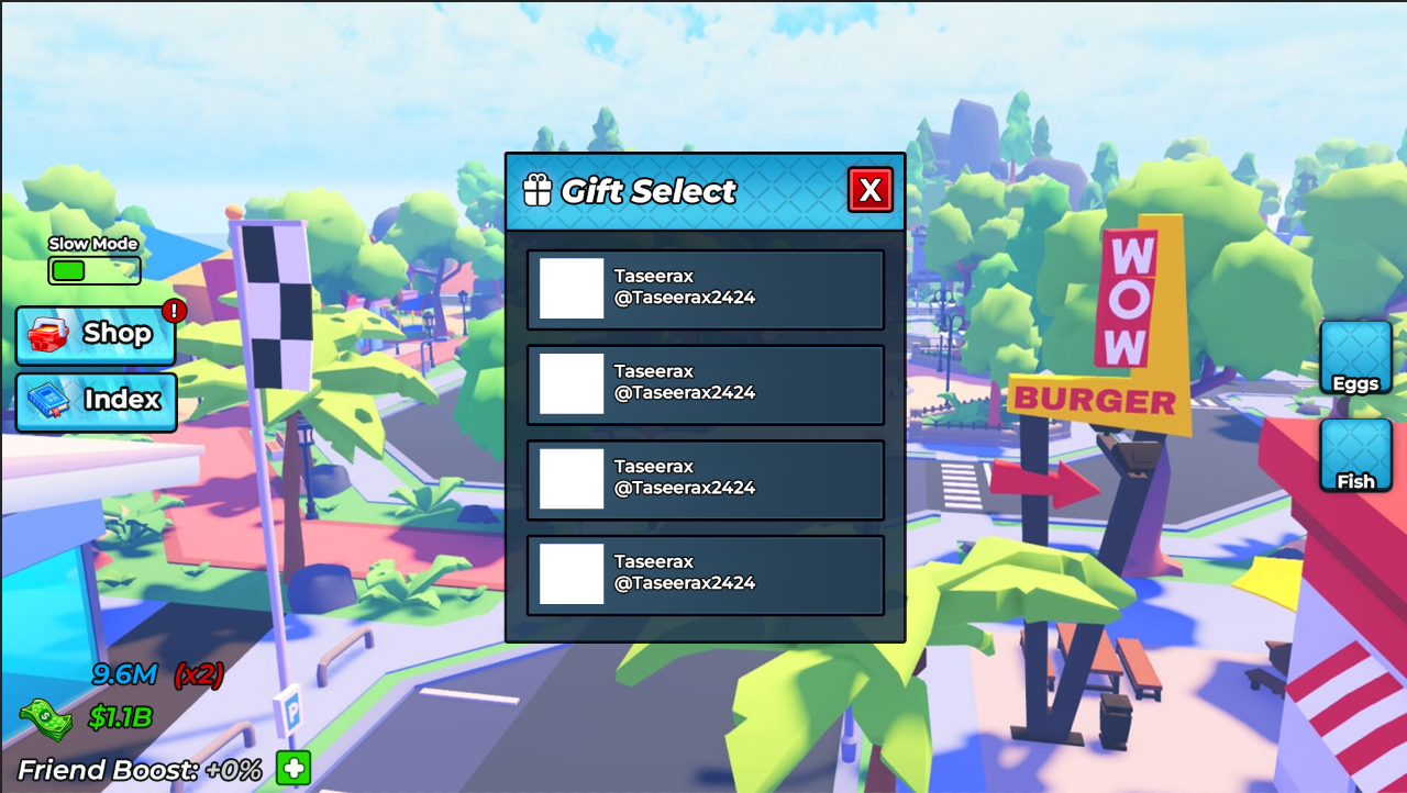 Fishing game gift a friend screen
