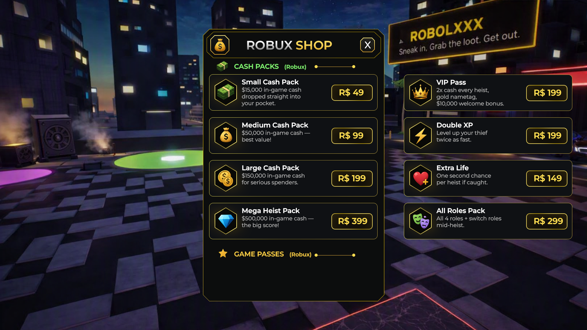 Robux shop screen